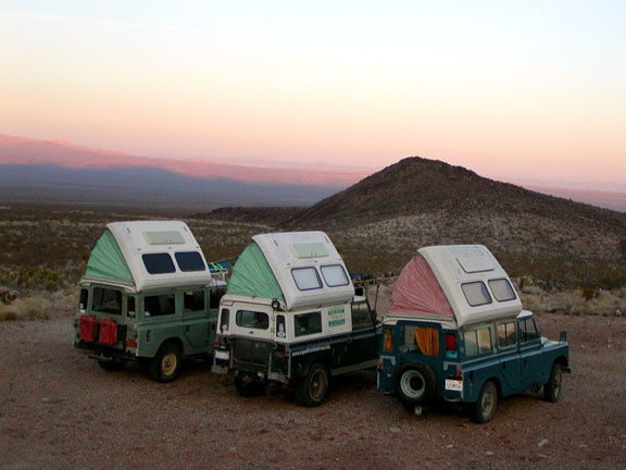 3 Land Rover Dormobiles camping