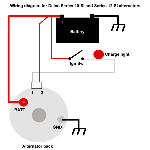 Wiring diagram for Delco alternator