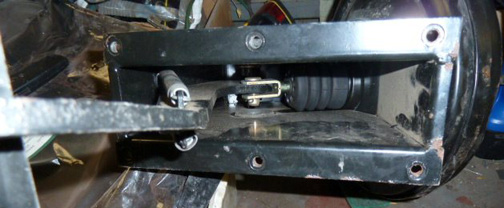 Underside of Defender brake pedestal