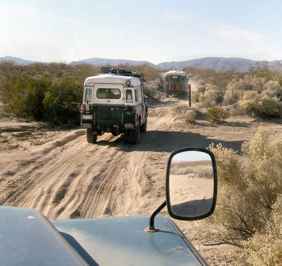 Land Rover Dormobiles on the Mojave road