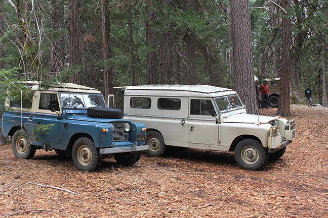 Land Rovers camping