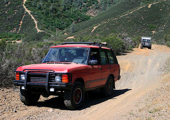 Range Rover climbing hill